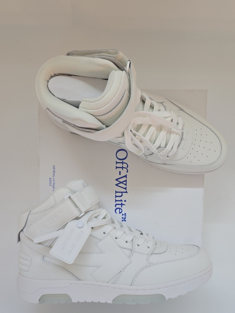 Off-White White Out of Office Leather Mid-Top Sneakers with Strap